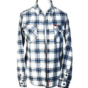 DIXXON Women’s ADAM’S POLISHES RINSER Plaid Flannel Shirt Limited Edition Size S